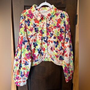 Women's Floral Cottagecore Grandma Chic Cropped Jacket Size L
